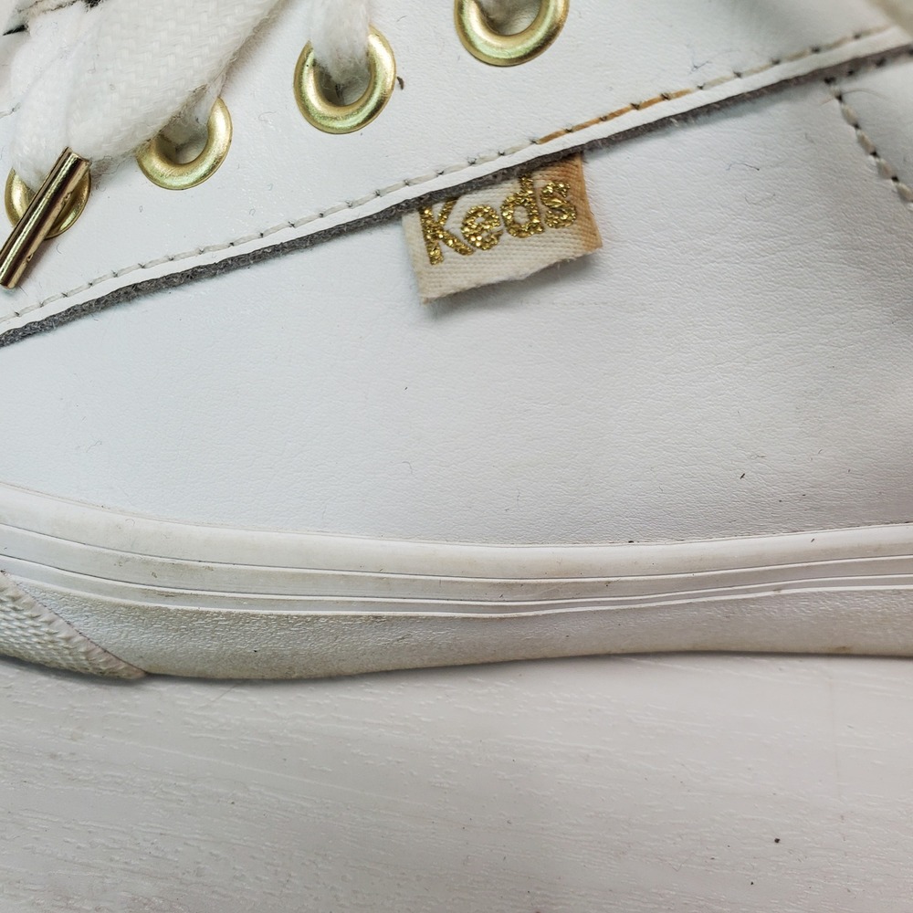 Keds Womens White‎ Leather Low Top Lace Up Sneakers Shoes Size 7 Gold Accents - Picture 15 of 15